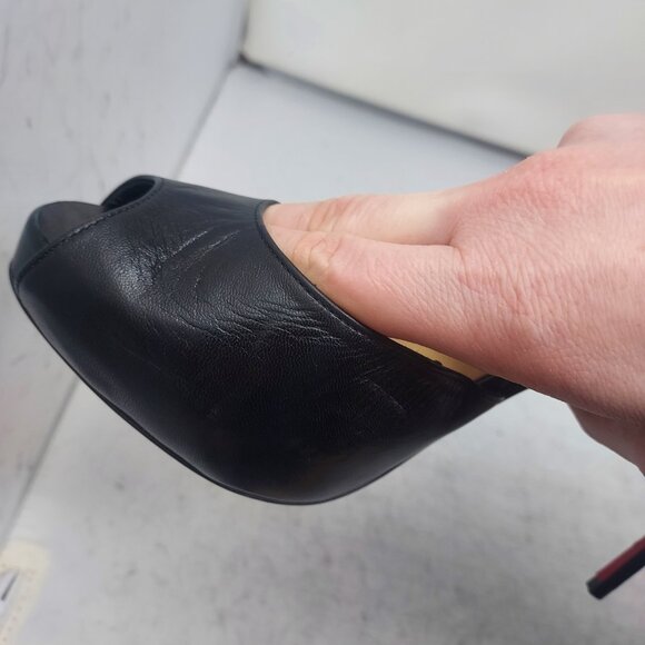 Christian Louboutin Black Jenlove Alta Peep Toe Sandal Heel Shoe - Picture 11 of 12
